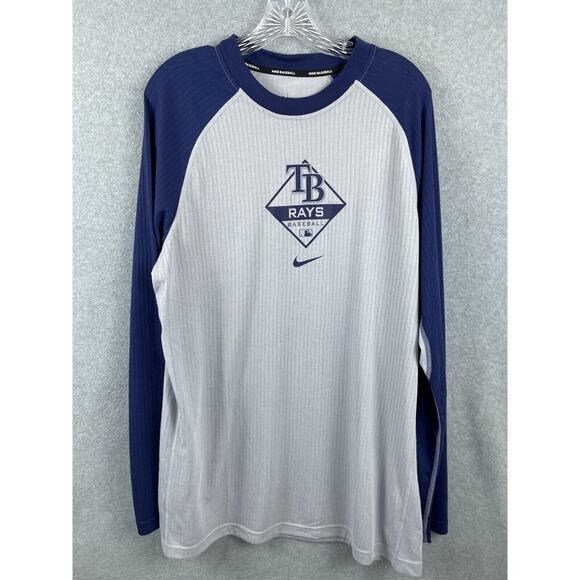 Nike Other - Nike Baseball Tampa Bay Rays Shirt Mens XL Gray Blue Long Sleeve Tee MLB Dri Fit